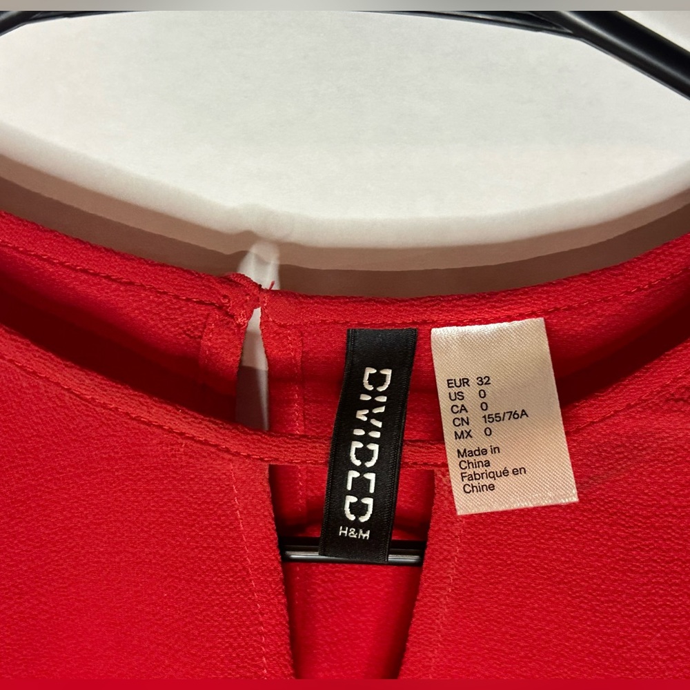 Divided red cropped dress blouse
